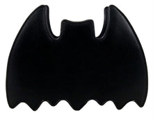 Load image into Gallery viewer, The GothX Black Bat Vegan Shoulder Bag on a white background. The bag is facing away from the camera to highlight the plain black back.
