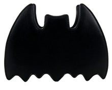 Load image into Gallery viewer, The GothX Black Bat Vegan Shoulder Bag on a white background. The bag is facing away from the camera to highlight the plain black back.