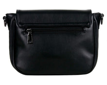 Load image into Gallery viewer, The gothx don't cross me vegan shoulder bag on a white studio background. The bag is facing away from the camera to highlight the back zip pocket.