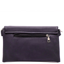 Load image into Gallery viewer, GothX don't cross me quilted vegan clutch bag on a white studio background. Bag is facing away from the camera to highlight the back zip pocket.