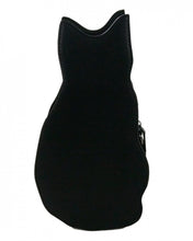 Load image into Gallery viewer, The gothx pagan black cat vegan shoulder bag on a white studio background. The bag is facing away from the camera to highlight the plain black back.