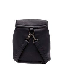 Load image into Gallery viewer, The GothX crystal skull vegan tassel tie backpack on a white studio background. The bag is facing away to highlight the detachable adjustable strap.