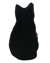 Load image into Gallery viewer, The gothx pagan black cat vegan shoulder bag on a white studio background. The bag is facing away from the camera to highlight the plain black back.
