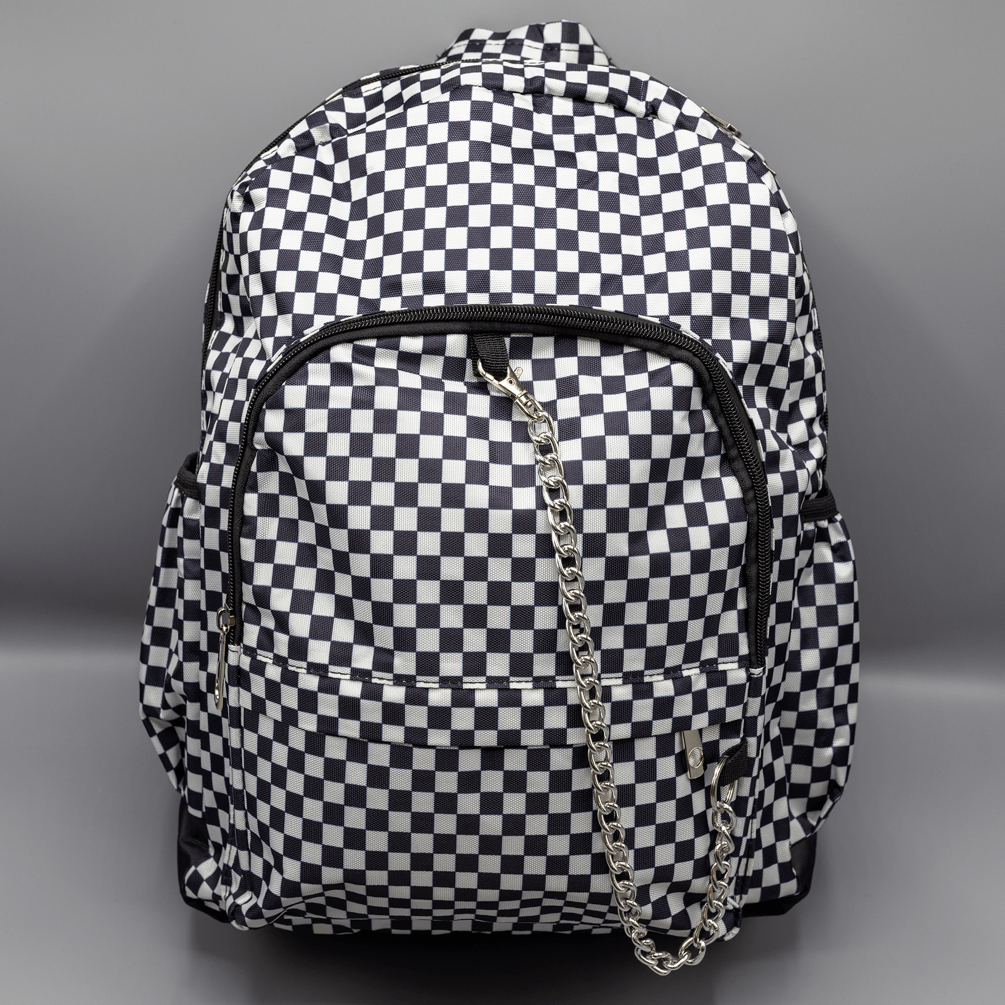Black and sales white check backpack